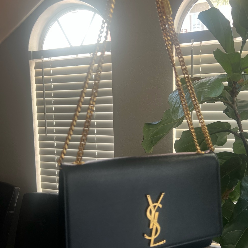 Yves Saint Laurent Black Shoulder Bag with Gold Chain